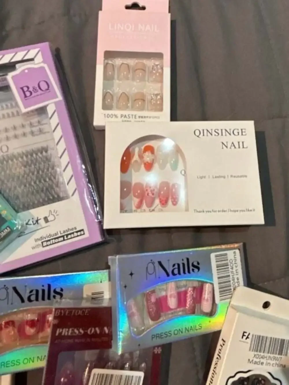 Large Lot Press-On Nail Sets And Eyelash Kits